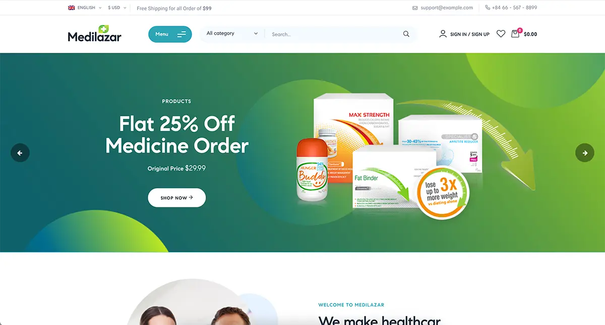 Medilaza 약국 WordPress 테마