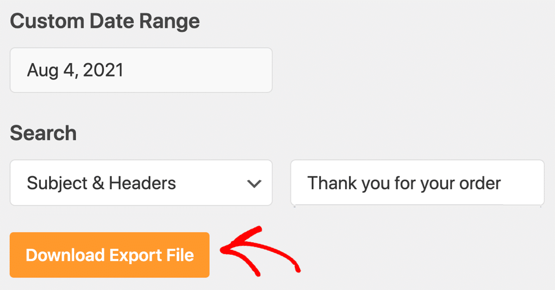 Filtr daty i filtr tematu do eksportu - WP Mail SMTP Date filter and subject filter for export
