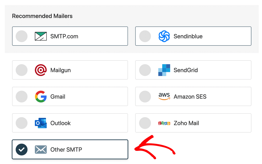 在 WP Mail SMTP 中選擇其他 SMTP - WP Mail SMTP Select Other SMTP in WP Mail SMTP