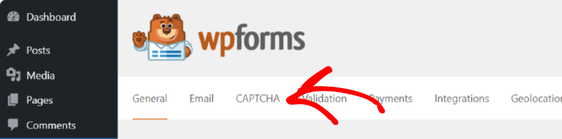 Paramètres CAPTCHA de WPForms - WP Mail SMTP WPForms CAPTCHA settings