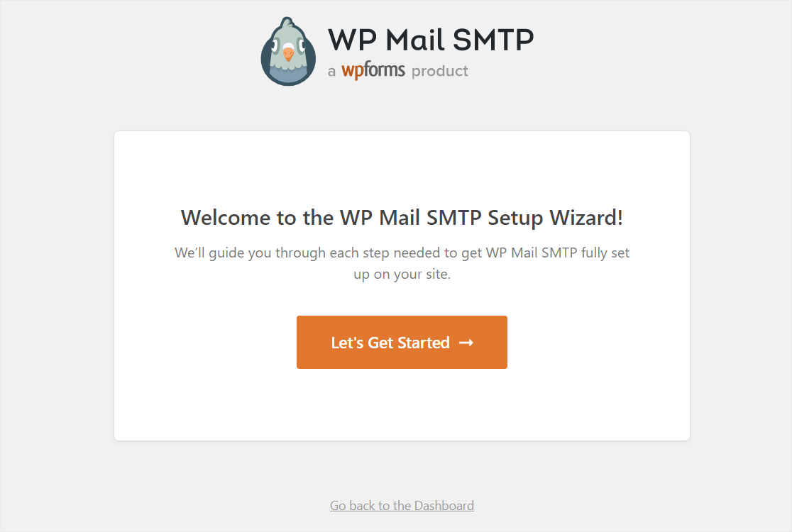 WP Mail SMTP Setup Wizard Launch Screen