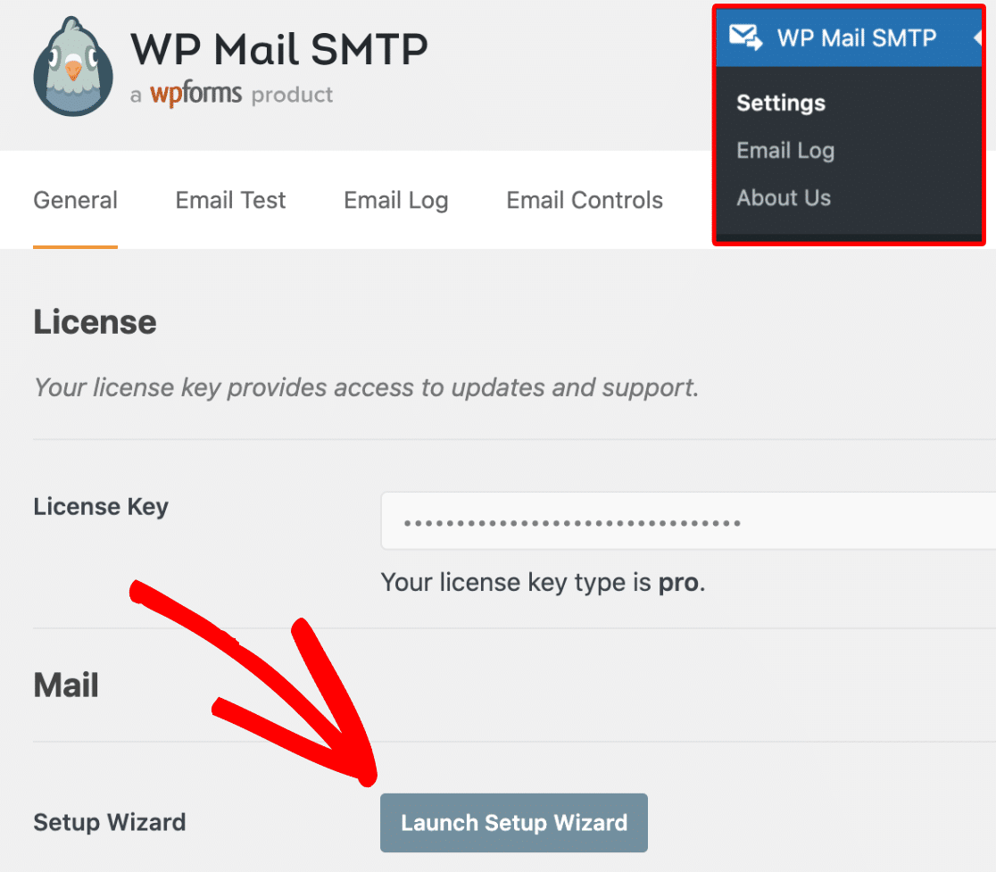 เรียกใช้วิซาร์ดการตั้งค่า - WP Mail SMTP Launch setup wizard