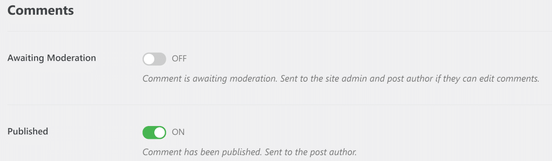 ปิดความคิดเห็นการดูแล - WP Mail SMTP Email controls for comments