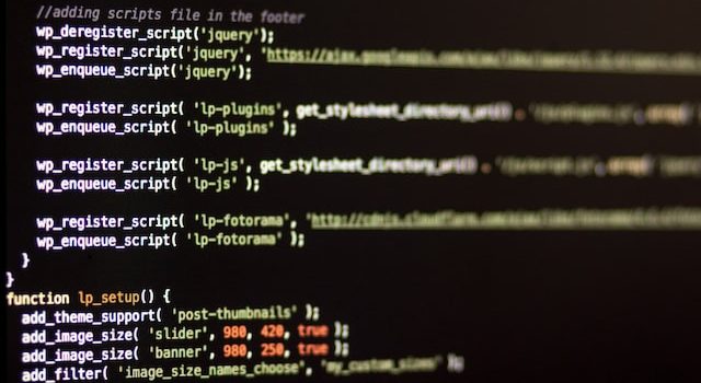 หน้าจอที่มีสคริปต์ WordPress อยู่