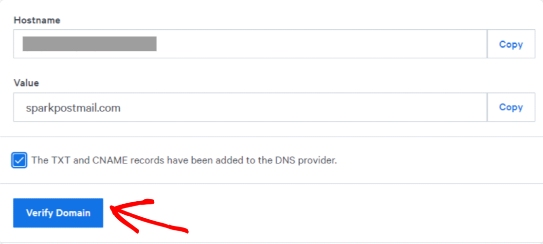 verify domain sparkpost