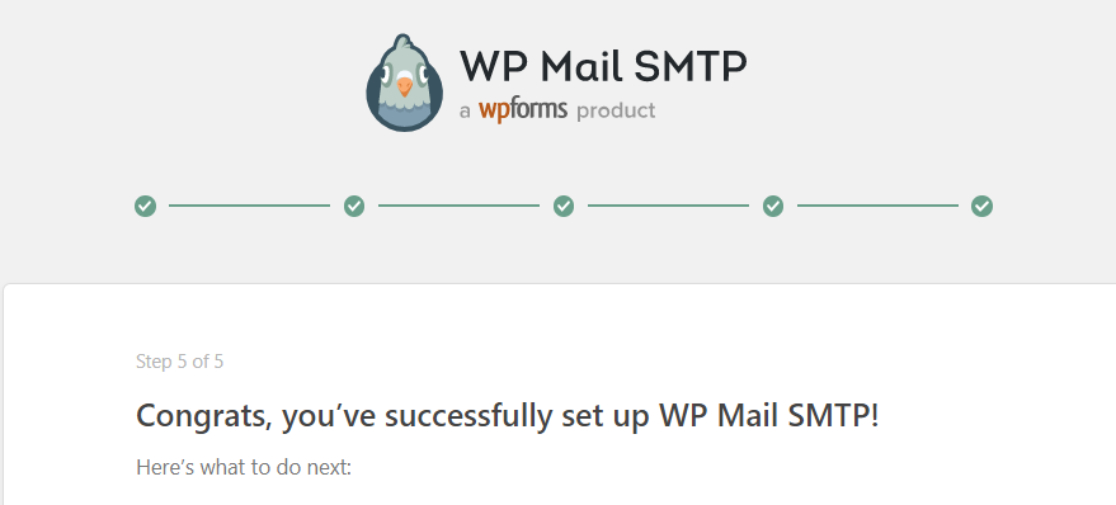 - SMTP Surat WP wizard setup successful