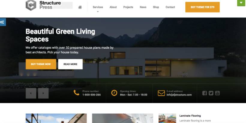 โครงสร้างกด ธีม WordPress การก่อสร้างระดับพรีเมียม