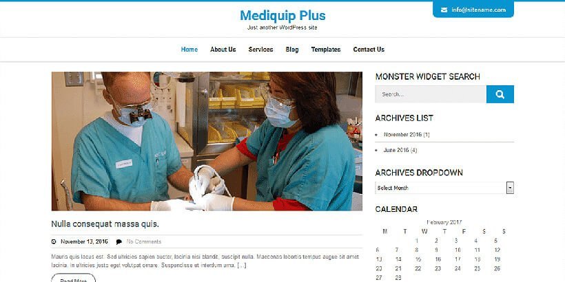 mediquipplus ธีมเวิร์ดเพรสทางการแพทย์ฟรี