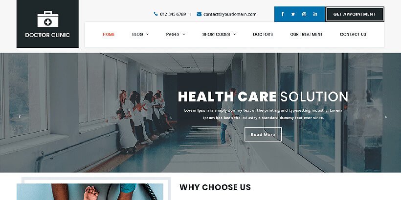 ธีม wordpress ทางการแพทย์ของ doctorclinic ฟรี