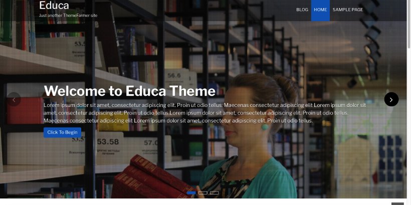 Educa ธีมการศึกษาฟรีของ WordPress