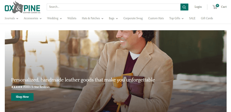 مثال لموقع Ox and Pine Storybrand