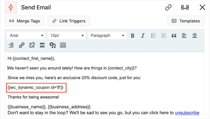 Erstellen Sie eine personalisierte E-Mail, um Kunden zurückzubringen