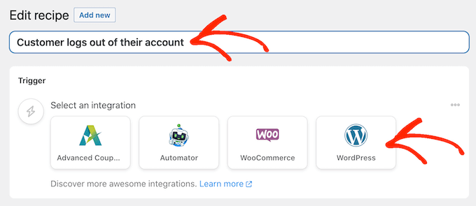 Wählen Sie WooCommerce als Integration aus