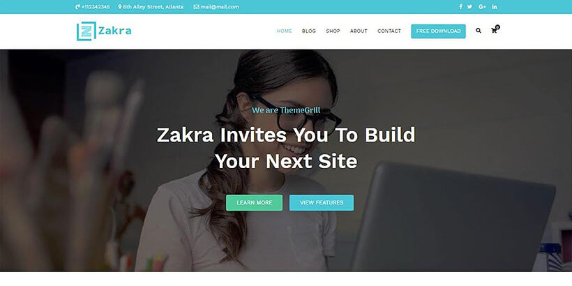 zakra ฟรี ธีม WordPress ที่เข้ากันได้กับ Gutenberg