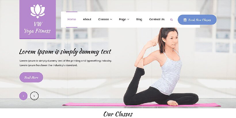 vwyoga kostenlose Fitness-WordPress-Themes