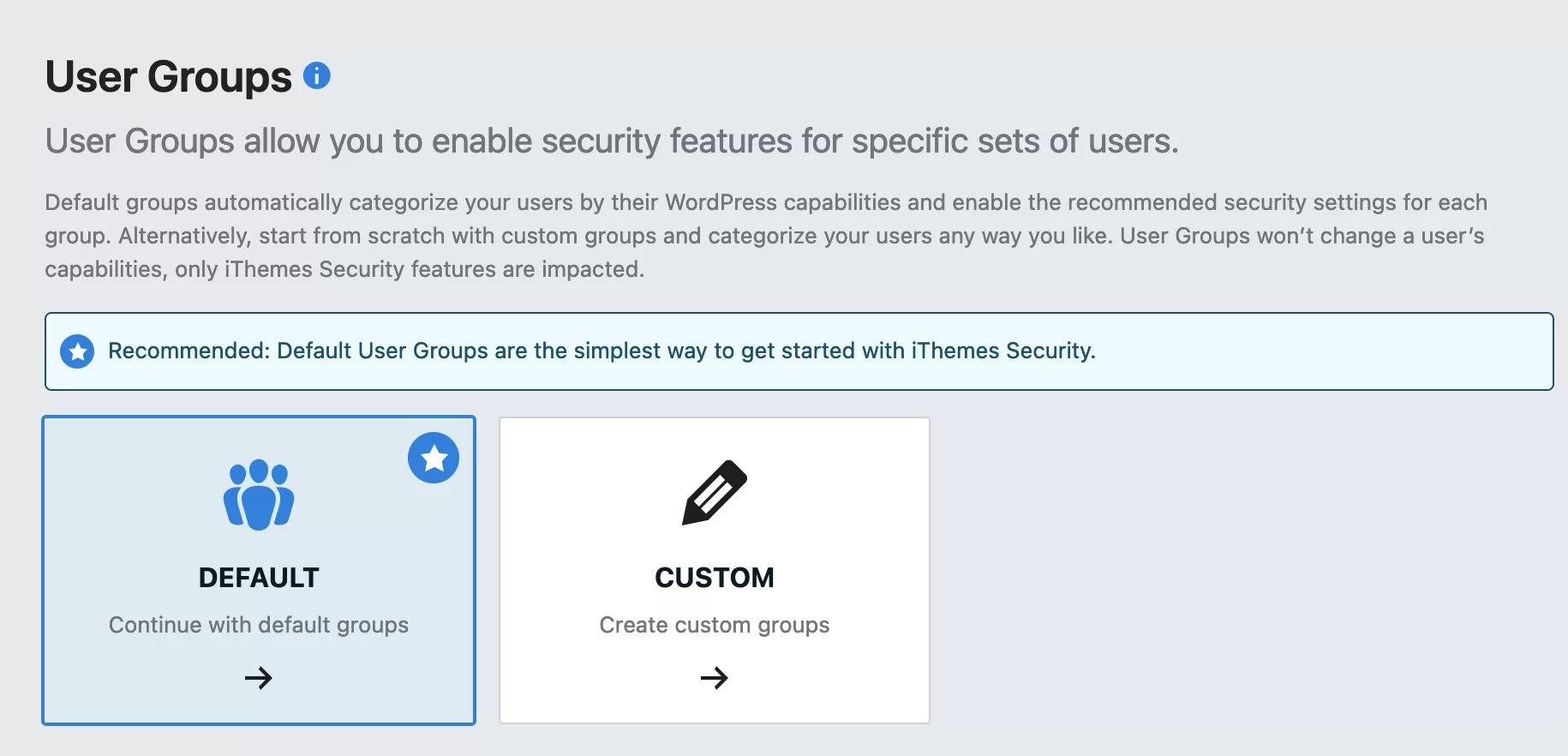 iThemes ti consente di creare gruppi di utenti.