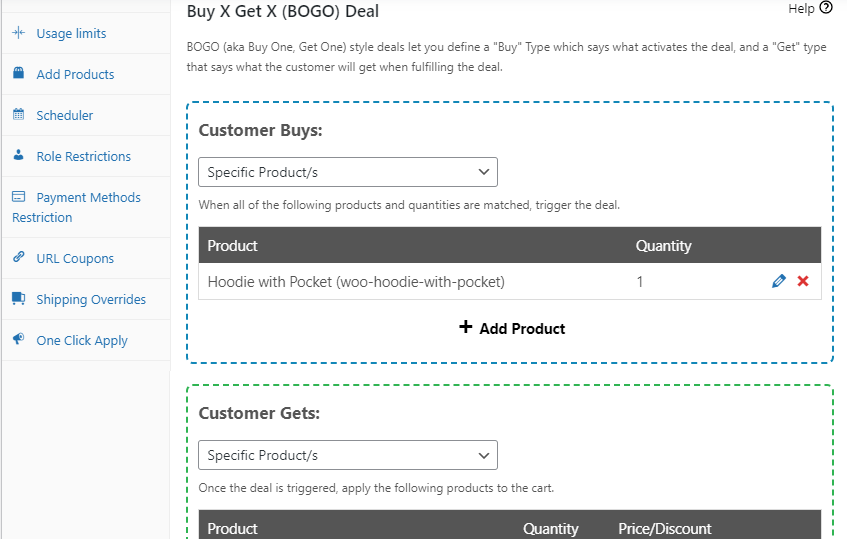 bogo-deal - كوبونات متقدمة Creating a BOGO deal in Advanced Coupons.