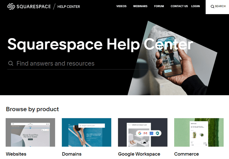 Exemplu de Centru de ajutor Squarespace
