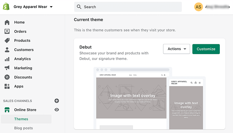 Setări implicite pentru pagina de temă Shopify