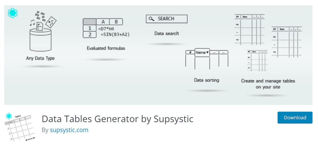 Supsystic 的 WordPress 數據表生成器
