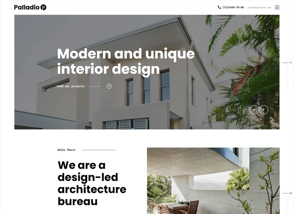 Paladio | Diseño de interiores y construcción de arquitectura Tema de WordPress