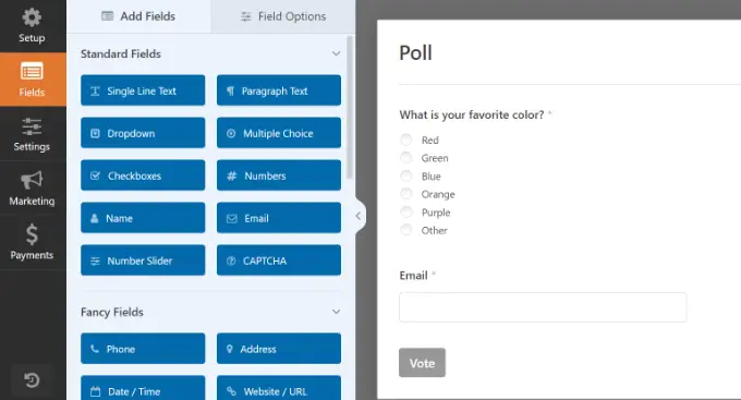 Editando su formulario de encuesta Edit your poll form template