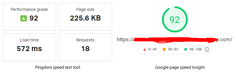 Schema theme page speed score