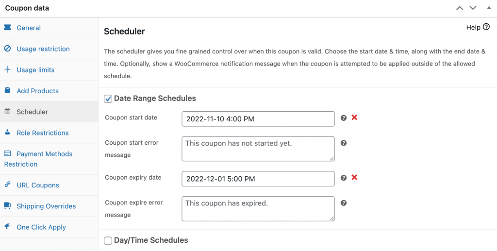 Coupon scheduler