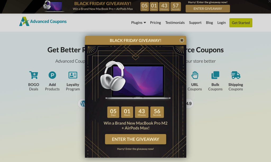 Contagem regressiva - Cupons avançados Countdown timer