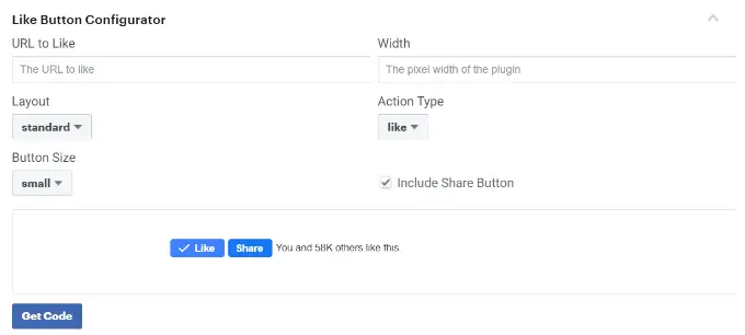 點贊按鈕設置 Get code from Facebook developer site