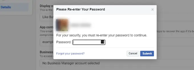 重新輸入您的 Facebook 密碼