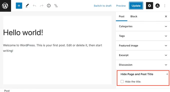 Cum să ascunzi o pagină WordPress sau titlul unei postări