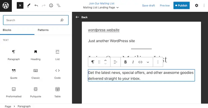 FSE blok düzenleyicisini kullanarak bir WordPress açılış sayfası oluşturma