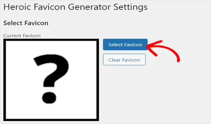 Klik tombol Pilih Favicon