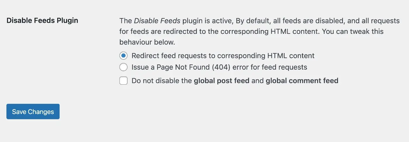 Disabilita il plug-in di protezione dei contenuti WordPress dei feed