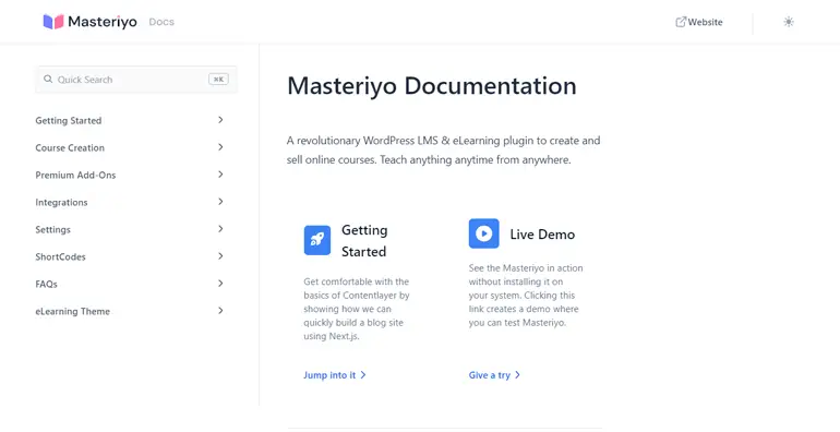 Документация Masteriyo