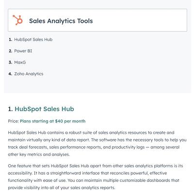 melhores ideias de blog, postagem do blog da HubSpot com ferramentas de análise de vendas