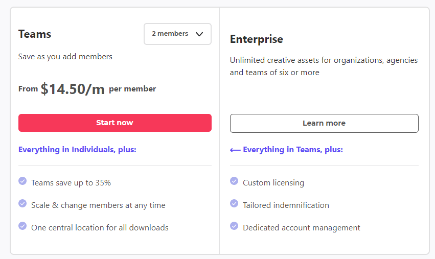 Envato elements price for team