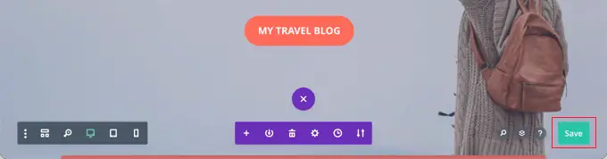 Przyciski Zapisz wersję roboczą i Publikuj w Divi Click the Save Button in Divi