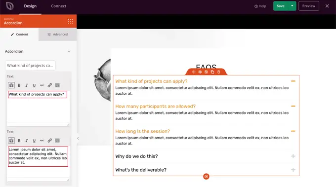 Edycja sekcji FAQ