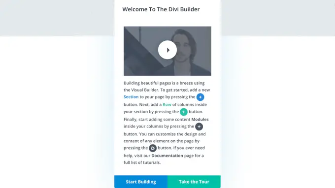 Monit z pytaniem, czy chcesz opuścić swoją witrynę (kliknij Opuść, aby otworzyć kreator Divi) Divi Welcome Screen