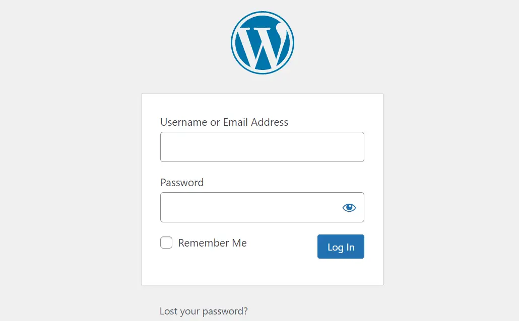 La schermata di accesso di WordPress