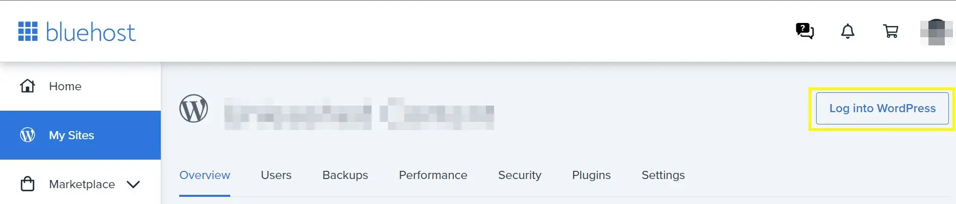 Accedi a WordPress con Bluehost.