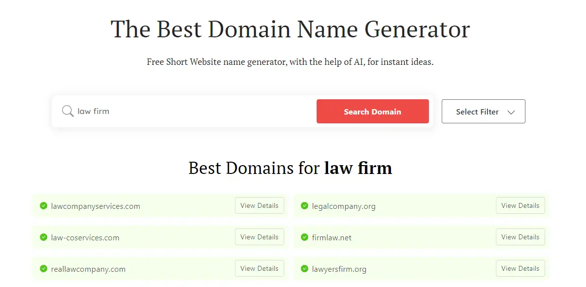 Suggerimenti per i nomi di dominio generati da DomainWheel.