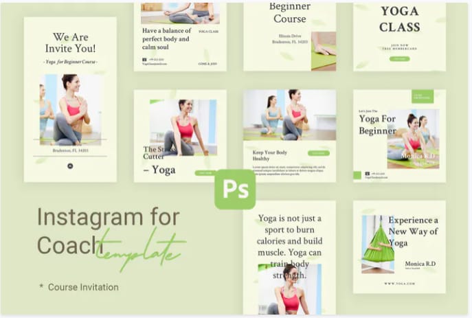 17の最高のリードマグネットテンプレートとそれらを使用する利点15 Coach yoga instagram templates