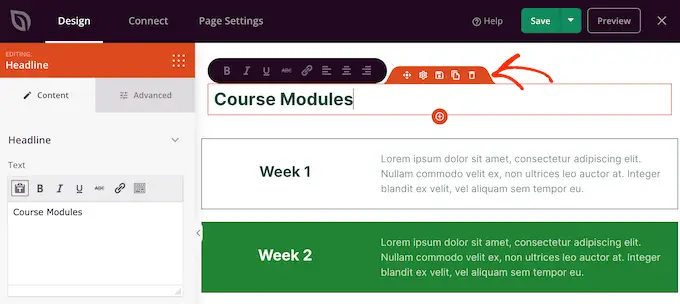 Löschen von Blöcken aus einem benutzerdefinierten Layout