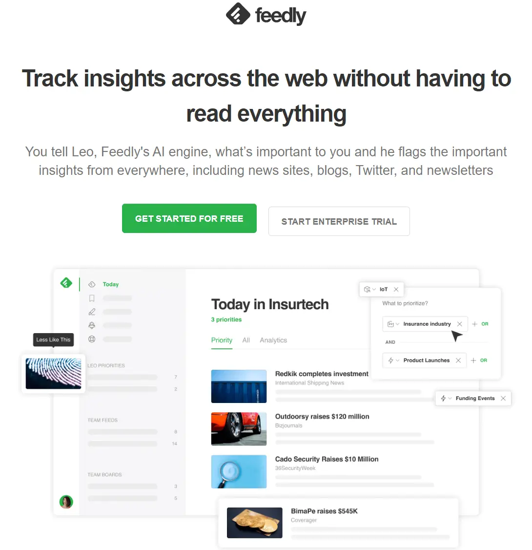 Feedly 界面。