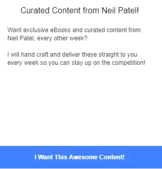引导工具示例,询问读者是否愿意接收来自 Neil Patel 的精选内容。