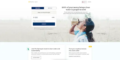 자선: 물 홈페이지 웹 디자인