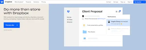Dropbox 홈페이지 웹 디자인